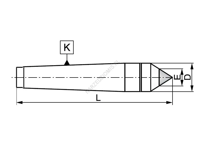 Rysunek techniczny: Kieł stały zewnętrzny z końcówką z węglików spiekanych - 60 stopni: T.8711 MS0 - KOLNO